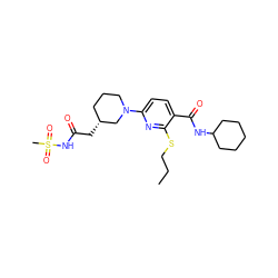 CCCSc1nc(N2CCC[C@@H](CC(=O)NS(C)(=O)=O)C2)ccc1C(=O)NC1CCCCC1 ZINC000169322451