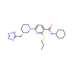 CCCSc1nc(N2CCC[C@@H](Cc3nnn[nH]3)C2)ccc1C(=O)NC1CCCCC1 ZINC000169322454