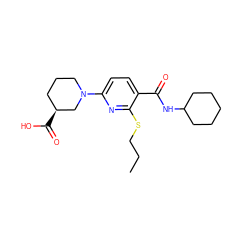 CCCSc1nc(N2CCC[C@H](C(=O)O)C2)ccc1C(=O)NC1CCCCC1 ZINC000095579473