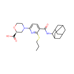 CCCSc1nc(N2CCO[C@H](C(=O)O)C2)ccc1C(=O)NC1C2CC3CC(C2)CC1C3 ZINC000117663602