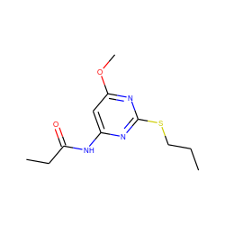 CCCSc1nc(NC(=O)CC)cc(OC)n1 ZINC000014975602