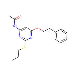 CCCSc1nc(NC(C)=O)cc(OCCc2ccccc2)n1 ZINC000014975630