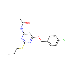 CCCSc1nc(NC(C)=O)cc(OCc2ccc(Cl)cc2)n1 ZINC000014975621