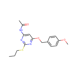 CCCSc1nc(NC(C)=O)cc(OCc2ccc(OC)cc2)n1 ZINC000014975627