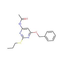 CCCSc1nc(NC(C)=O)cc(OCc2ccccc2)n1 ZINC000014975612