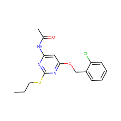 CCCSc1nc(NC(C)=O)cc(OCc2ccccc2Cl)n1 ZINC000014975615