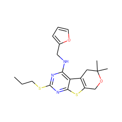 CCCSc1nc(NCc2ccco2)c2c3c(sc2n1)COC(C)(C)C3 ZINC000002351611