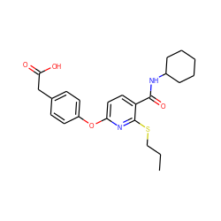 CCCSc1nc(Oc2ccc(CC(=O)O)cc2)ccc1C(=O)NC1CCCCC1 ZINC000095574753