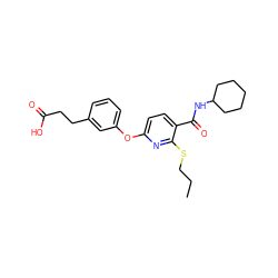 CCCSc1nc(Oc2cccc(CCC(=O)O)c2)ccc1C(=O)NC1CCCCC1 ZINC000095578932