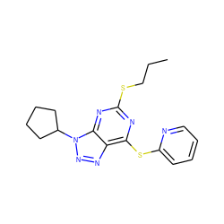 CCCSc1nc(Sc2ccccn2)c2nnn(C3CCCC3)c2n1 ZINC001772579491