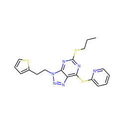 CCCSc1nc(Sc2ccccn2)c2nnn(CCc3cccs3)c2n1 ZINC001772577887