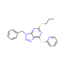 CCCSc1nc(Sc2ccccn2)c2nnn(Cc3ccccc3)c2n1 ZINC001772580614