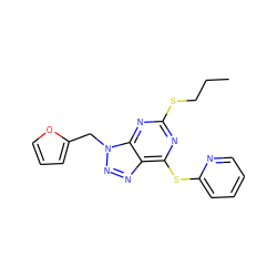 CCCSc1nc(Sc2ccccn2)c2nnn(Cc3ccco3)c2n1 ZINC001772570944