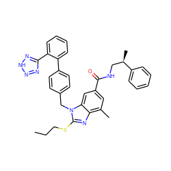 CCCSc1nc2c(C)cc(C(=O)NC[C@@H](C)c3ccccc3)cc2n1Cc1ccc(-c2ccccc2-c2nn[nH]n2)cc1 ZINC000653755665