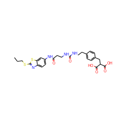 CCCSc1nc2ccc(NC(=O)CCNC(=O)NCCc3ccc(CC(C(=O)O)C(=O)O)cc3)cc2s1 ZINC000084672208