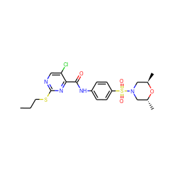 CCCSc1ncc(Cl)c(C(=O)Nc2ccc(S(=O)(=O)N3C[C@@H](C)O[C@H](C)C3)cc2)n1 ZINC000002887495