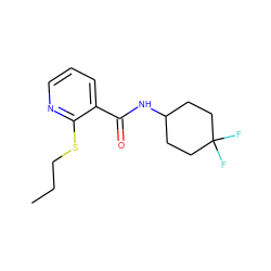 CCCSc1ncccc1C(=O)NC1CCC(F)(F)CC1 ZINC000095579962