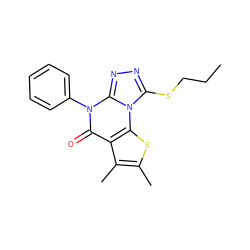 CCCSc1nnc2n(-c3ccccc3)c(=O)c3c(C)c(C)sc3n12 ZINC000004164387