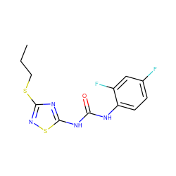 CCCSc1nsc(NC(=O)Nc2ccc(F)cc2F)n1 ZINC000004898348