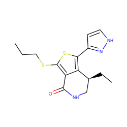 CCCSc1sc(-c2cc[nH]n2)c2c1C(=O)NC[C@@H]2CC ZINC000653856861