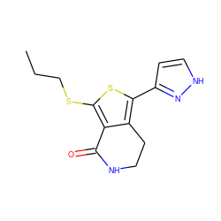 CCCSc1sc(-c2cc[nH]n2)c2c1C(=O)NCC2 ZINC000146715505