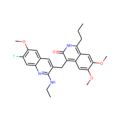 CCCc1[nH]c(=O)c(Cc2cc3cc(OC)c(F)cc3nc2NCC)c2cc(OC)c(OC)cc12 ZINC000201610470