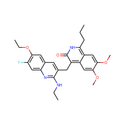 CCCc1[nH]c(=O)c(Cc2cc3cc(OCC)c(F)cc3nc2NCC)c2cc(OC)c(OC)cc12 ZINC000203389721