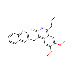 CCCc1[nH]c(=O)c(Cc2cnc3ccccc3c2)c2cc(OC)c(OC)cc12 ZINC000169703381