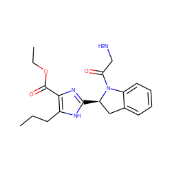 CCCc1[nH]c([C@@H]2Cc3ccccc3N2C(=O)CN)nc1C(=O)OCC ZINC000013971956