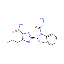 CCCc1[nH]c([C@@H]2Cc3ccccc3N2C(=O)CN)nc1C(N)=O ZINC000013588041