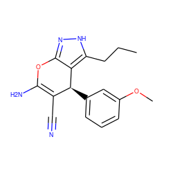 CCCc1[nH]nc2c1[C@@H](c1cccc(OC)c1)C(C#N)=C(N)O2 ZINC000005075289