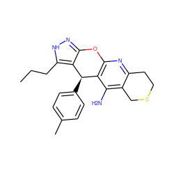 CCCc1[nH]nc2c1[C@H](c1ccc(C)cc1)c1c(nc3c(c1N)CSCC3)O2 ZINC001772646657