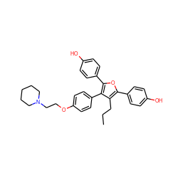 CCCc1c(-c2ccc(O)cc2)oc(-c2ccc(O)cc2)c1-c1ccc(OCCN2CCCCC2)cc1 ZINC000026572661