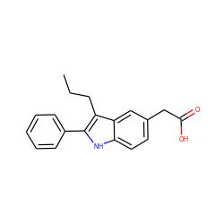 CCCc1c(-c2ccccc2)[nH]c2ccc(CC(=O)O)cc12 ZINC000026993273