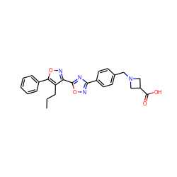 CCCc1c(-c2nc(-c3ccc(CN4CC(C(=O)O)C4)cc3)no2)noc1-c1ccccc1 ZINC000113760788