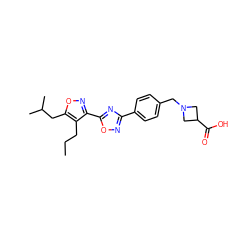 CCCc1c(-c2nc(-c3ccc(CN4CC(C(=O)O)C4)cc3)no2)noc1CC(C)C ZINC000140604999