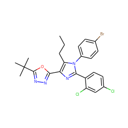 CCCc1c(-c2nnc(C(C)(C)C)o2)nc(-c2ccc(Cl)cc2Cl)n1-c1ccc(Br)cc1 ZINC000044431663