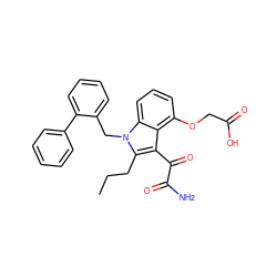 CCCc1c(C(=O)C(N)=O)c2c(OCC(=O)O)cccc2n1Cc1ccccc1-c1ccccc1 ZINC000001543784