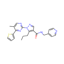 CCCc1c(C(=O)NCc2ccncc2)cnn1-c1ncc(C)c(-c2cccs2)n1 ZINC000096273289