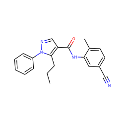 CCCc1c(C(=O)Nc2cc(C#N)ccc2C)cnn1-c1ccccc1 ZINC000182488254