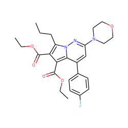 CCCc1c(C(=O)OCC)c(C(=O)OCC)c2c(-c3ccc(F)cc3)cc(N3CCOCC3)nn12 ZINC000064548945