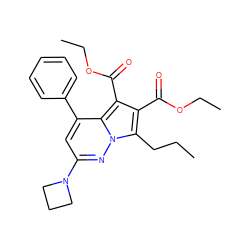 CCCc1c(C(=O)OCC)c(C(=O)OCC)c2c(-c3ccccc3)cc(N3CCC3)nn12 ZINC000064549386