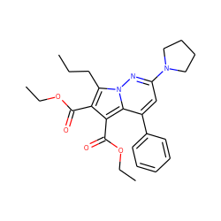 CCCc1c(C(=O)OCC)c(C(=O)OCC)c2c(-c3ccccc3)cc(N3CCCC3)nn12 ZINC000013979411