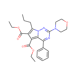 CCCc1c(C(=O)OCC)c(C(=O)OCC)c2c(-c3ccccc3)nc(N3CCOCC3)nn12 ZINC000001023799