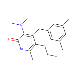 CCCc1c(C)[nH]c(=O)c(N(C)C)c1Cc1cc(C)cc(C)c1 ZINC000005883334