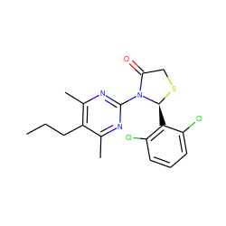 CCCc1c(C)nc(N2C(=O)CS[C@H]2c2c(Cl)cccc2Cl)nc1C ZINC000040976755