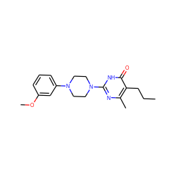 CCCc1c(C)nc(N2CCN(c3cccc(OC)c3)CC2)[nH]c1=O ZINC000013119480