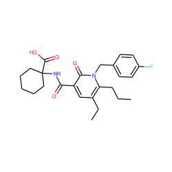 CCCc1c(CC)cc(C(=O)NC2(C(=O)O)CCCCC2)c(=O)n1Cc1ccc(F)cc1 ZINC000084634042