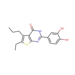 CCCc1c(CC)sc2nc(-c3ccc(O)c(O)c3)[nH]c(=O)c12 ZINC000096907905