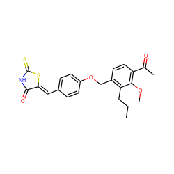 CCCc1c(COc2ccc(/C=C3\SC(=S)NC3=O)cc2)ccc(C(C)=O)c1OC ZINC000026276813